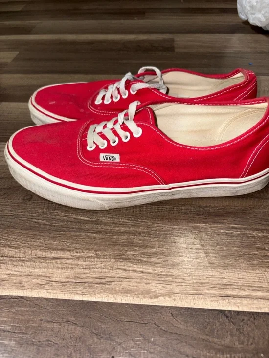 Vans Red Low-Top Canvas Sneakers with White Accents - Picture 3 of 5